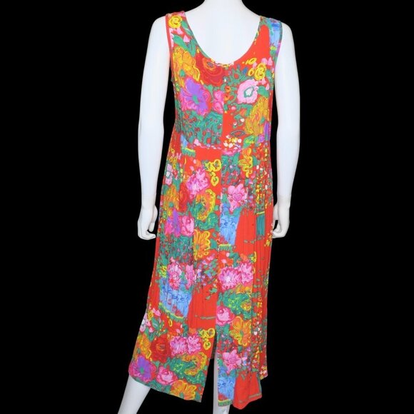 Jams World Red Tropical Floral Dress Sleeveless Pockets Summer Resort Medium - Picture 5 of 9